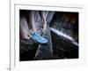 Lisa Eaton Laces Up Her Running Shoe Near a Water Feature at Freeway Park - Seattle, Washington-Dan Holz-Framed Photographic Print