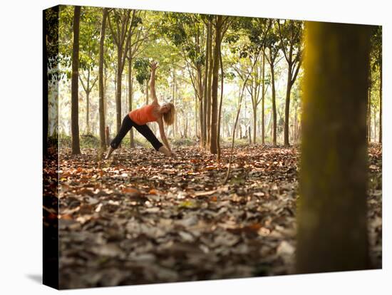 Lisa Eaton Takes Her Yoga Practice to a Rubber Tree Plantation in Chiang Dao, Thaialand-Dan Holz-Stretched Canvas