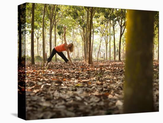 Lisa Eaton Takes Her Yoga Practice to a Rubber Tree Plantation in Chiang Dao, Thaialand-Dan Holz-Stretched Canvas