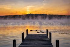Dock on Long Lake at sunrise, Bridgton, Maine-Lisa Engelbrecht-Photographic Print