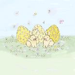 Two Bunny Three Egg Easter Plate-Lisa Katharina-Giclee Print