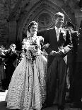 Sen. John Kennedy and His Bride Jacqueline in Their Wedding Attire-Lisa Larsen-Framed Photographic Print