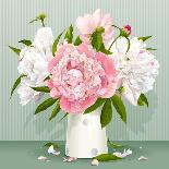 Pink and White Peony Bouquet-LisaShu-Laminated Art Print