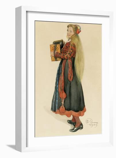 Lisbeth Playing the Accordian, 1909-Carl Larsson-Framed Giclee Print