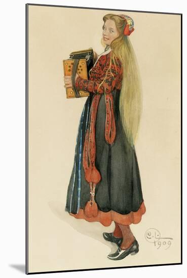 Lisbeth Playing the Accordian, 1909-Carl Larsson-Mounted Giclee Print