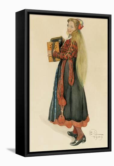 Lisbeth Playing the Accordian, 1909-Carl Larsson-Framed Stretched Canvas