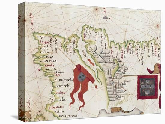 Lisbon and Tagus River Estuary from Atlas by Diego Homen, 1563-null-Stretched Canvas