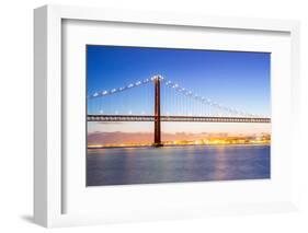 Lisbon Cityscape and the 25 De Abril Bridge, Portugal-vichie81-Framed Photographic Print
