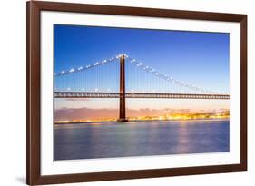 Lisbon Cityscape and the 25 De Abril Bridge, Portugal-vichie81-Framed Photographic Print