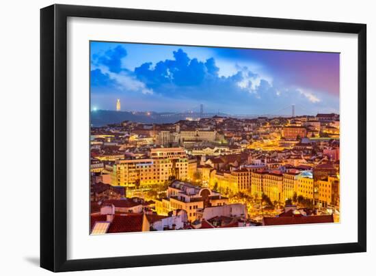 Lisbon, Portugal Skyline at Sunset-Sean Pavone-Framed Photographic Print