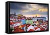 Lisbon, Portugal Sunrise Skyline at Alfama District-Sean Pavone-Framed Stretched Canvas