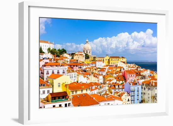 Lisbon, Portugal Town Skyline at the Alfama.-SeanPavonePhoto-Framed Photographic Print