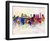 Lisbon Skyline in Watercolor Background-paulrommer-Framed Art Print