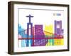 Lisbon Skyline Pop-paulrommer-Framed Art Print