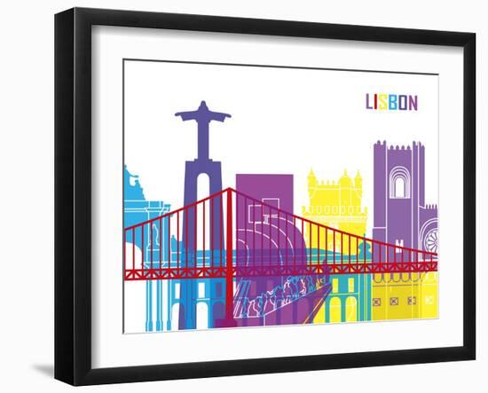 Lisbon Skyline Pop-paulrommer-Framed Art Print