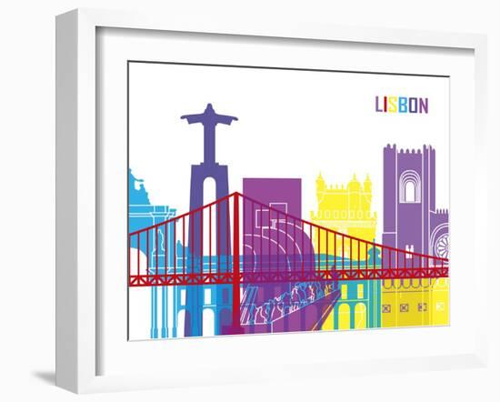 Lisbon Skyline Pop-paulrommer-Framed Art Print