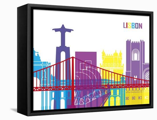 Lisbon Skyline Pop-paulrommer-Framed Stretched Canvas
