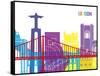 Lisbon Skyline Pop-paulrommer-Framed Stretched Canvas