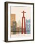 Lisbon Skyline Poster-paulrommer-Framed Art Print