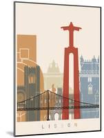 Lisbon Skyline Poster-paulrommer-Mounted Art Print
