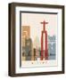 Lisbon Skyline Poster-paulrommer-Framed Art Print