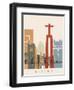 Lisbon Skyline Poster-paulrommer-Framed Art Print