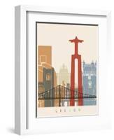 Lisbon Skyline Poster-paulrommer-Framed Art Print