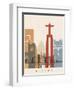 Lisbon Skyline Poster-paulrommer-Framed Art Print