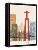 Lisbon Skyline Poster-paulrommer-Framed Stretched Canvas