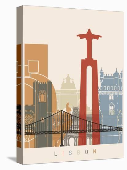 Lisbon Skyline Poster-paulrommer-Stretched Canvas