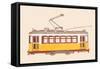 Lisbon - Tram, 2020 (Pencil, Digital)-Florent Bodart-Framed Stretched Canvas