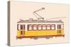 Lisbon - Tram, 2020 (Pencil, Digital)-Florent Bodart-Stretched Canvas