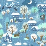 Winter Landscape Seamless Pattern-liskus-Stretched Canvas