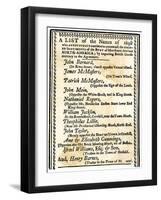 List of Boston Merchants to Be Boycotted for Importing British Goods, c.1770-null-Framed Giclee Print