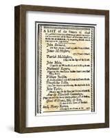 List of Boston Merchants to Be Boycotted for Importing British Goods, c.1770-null-Framed Giclee Print