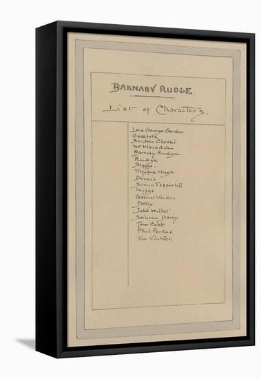 List of Characters for Barnaby Rudge, C.1920s-Joseph Clayton Clarke-Framed Stretched Canvas