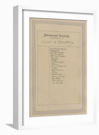 List of Characters for Barnaby Rudge, C.1920s-Joseph Clayton Clarke-Framed Giclee Print