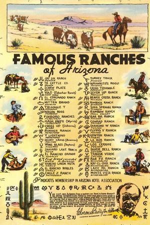 List of Famous Arizona Ranches with Brands' Poster | AllPosters.com