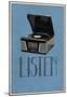 Listen Retro Record Player Art Poster Print-null-Mounted Poster