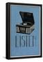 Listen Retro Record Player Art Poster Print-null-Framed Poster