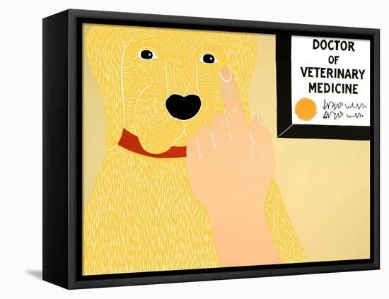 Listen To Your Vet Yellow-Stephen Huneck-Framed Stretched Canvas