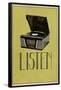 Listen Vintage Record Player Poster-null-Framed Poster