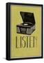 Listen Vintage Record Player-null-Framed Poster