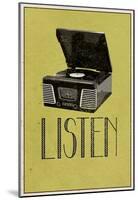 Listen Vintage Record Player-null-Mounted Poster