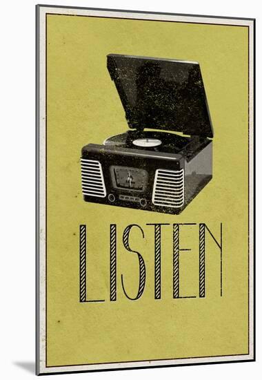 Listen Vintage Record Player-null-Mounted Poster