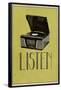 Listen Vintage Record Player-null-Framed Poster