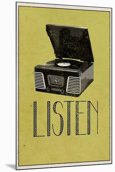 Listen Vintage Record Player-null-Mounted Poster