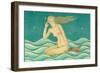 Listening Mermaid-null-Framed Premium Giclee Print