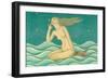 Listening Mermaid-null-Framed Premium Giclee Print