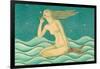 Listening Mermaid-null-Framed Art Print